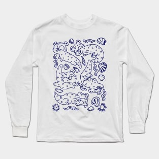 OTTER navy toony pattern Long Sleeve T-Shirt